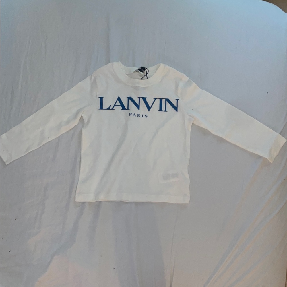 Lanvin Kids Blue and White Long Sleeve Tee